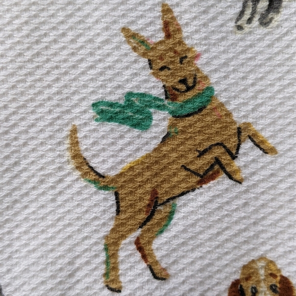 Boston Terrier Various Breed Dog Print Kitchen Towel Set Of Two White Multi NWT - Picture 9 of 14